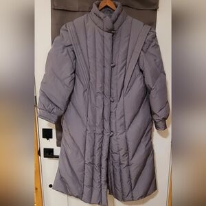 VINTAGE WINDSOR BAY DOWN PUFFER COAT LONG GRAY SZ L